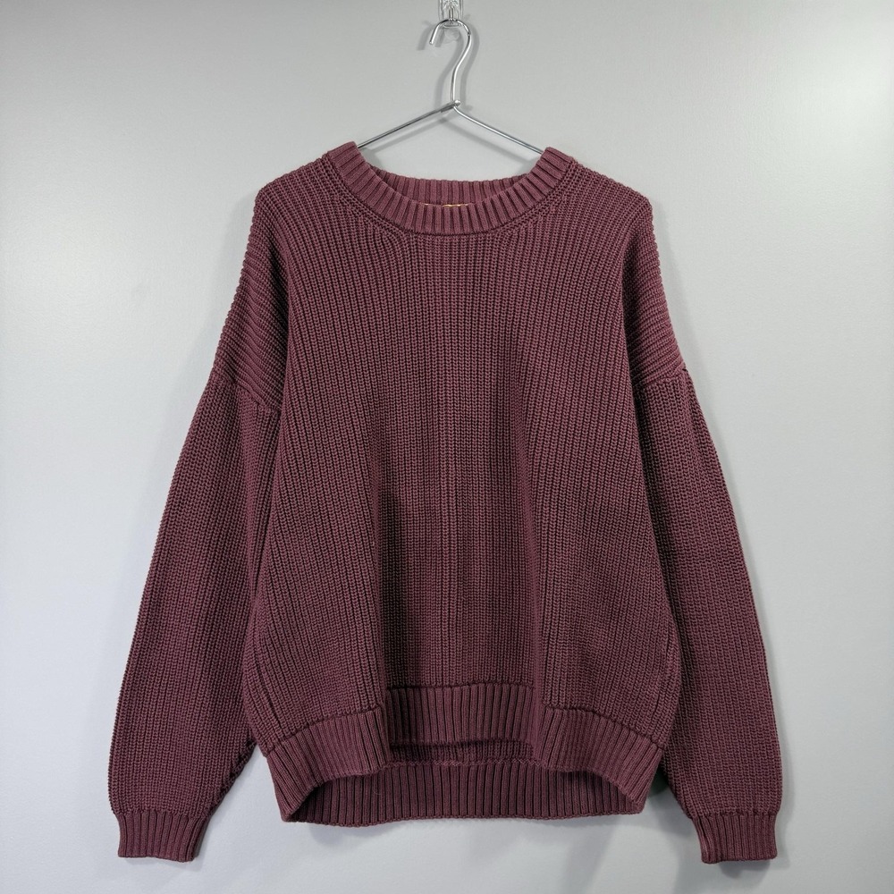 Yellow Label Co. Sweater Mens Medium Purple Chunky Knit Crewneck Pullover